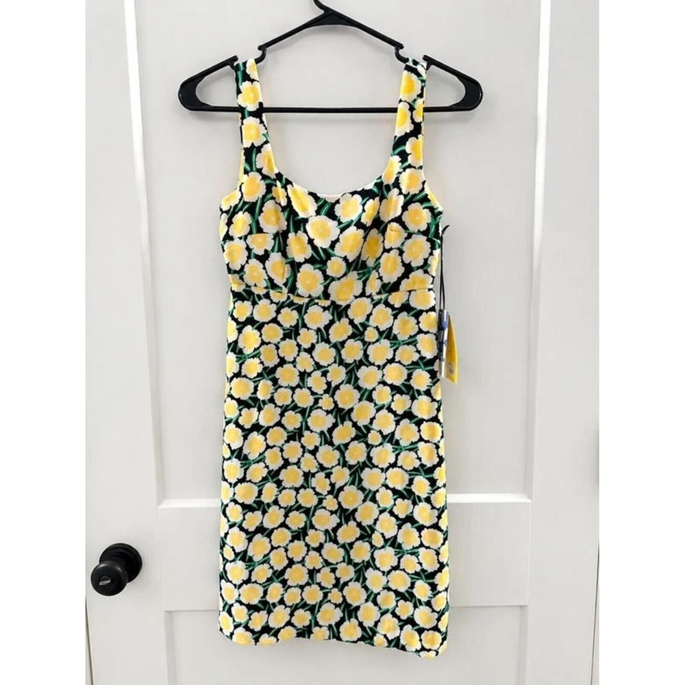 Diane von Furstenberg Floral Mini Dress 00 Yellow Daisy Print Sleeveless NWT